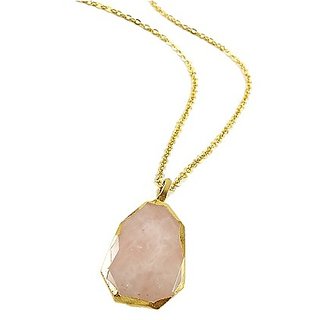                       5 Ratti  rose quartz Pendant with Natural Gold Plated  rose quartz Without chain by Jaipur Gemstone                                              