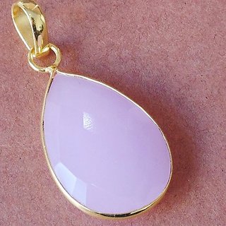                       5.5 carat pure rose quartz Gold Plated Pendant Without chain by Jaipur Gemstone                                              