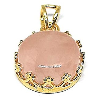 Original Created Certified rose quartz Stone 6 Ratti gold plated Pendant Without chainby Jaipur Gemstone