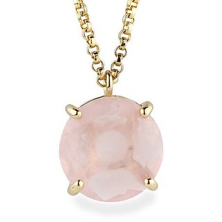                       6 ratti Natural  rose quartz Lab Certified Without chain Gold Plated Pendant by Jaipur Gemstone                                              