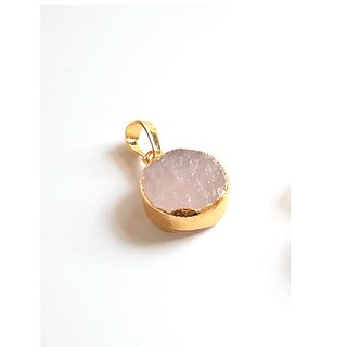                       Natural & Unheated Stone 6.5 Ratti rose quartz Gold Plated Pendant Without chain by Jaipur Gemstone                                              