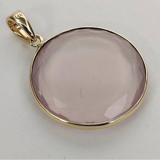                       7.5 ratti Natural rose quartz Stone panchdhatu Gold Plated Pendant Without chain By Jaipur Gemstone                                              