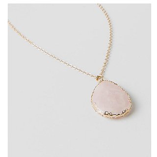                       7.5 Ratti  rose quartz Pendant with Natural Gold Plated  rose quartz Without chain by Jaipur Gemstone                                              