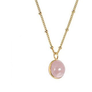                       8 ratti  Pendant Natural  rose quartz Without chain Gold Plated Pendant by  Jaipur Gemstone                                              