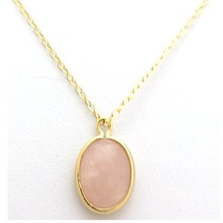                       8.25 Ratti rose quartz Gold Plated Pendant With Astrological Stone Without chain by Jaipur Gemstone                                              