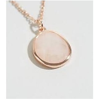                       8.25 ratti Natural Without chain Gold Plated  rose quartz  Pendant by Jaipur Gemstone                                              