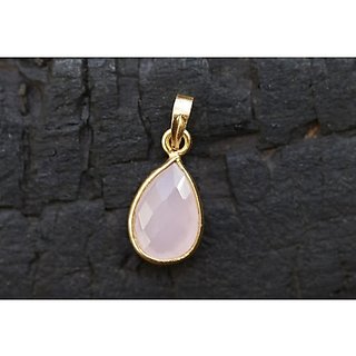                       Natural rose quartz Lab Certified Gold Plated 8.5 Carat Pendant Without chain BY Jaipur Gemstone                                              