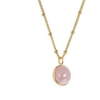                       9.25 ratti  Pendant Natural  rose quartz Without chain Gold Plated Pendant by  Jaipur Gemstone                                              