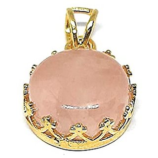                       Original Created Certified rose quartz Stone 9.5 Ratti gold plated Pendant Without chainby Jaipur Gemstone                                              