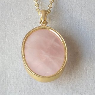                       9.5 Ratti 100% Original rose quartz Gold Plated Pendant Without chain by Jaipur Gemstone                                              