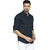 HFN'S - Men Casual Cotton Shirt with Checks Printed - Navy Blue