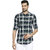 HFN'S - Men Casual Cotton Shirt with Checks Pattern - Green / Blue