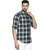 HFN'S - Men Casual Cotton Shirt with Checks Pattern - Green / Blue