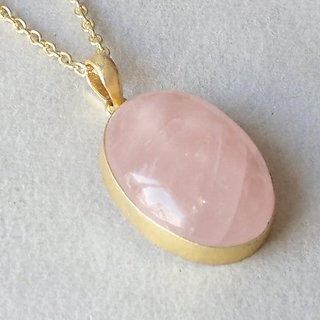                       5.25 Carat Natural Stone Gold Plated rose quartz Pendant Without chain by Ceylonmine                                              