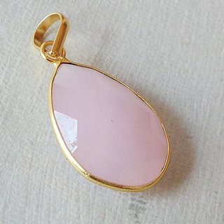                       5.5 Ratti Gold Plated Original  rose quartz Pendant Without chain by Ceylonmine                                              