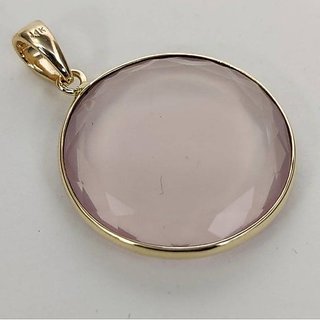                       7.25 ratti Natural rose quartz Stone panchdhatu Gold Plated Pendant Without chain By Ceylonmine                                              