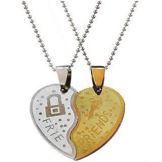                       Sullery Friendship Day Gift Best Friend Broken Heart Gold And Silver 02 Necklace Chain                                              
