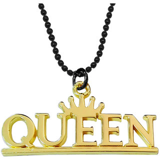                       Sullery Valentine Day Gift QUEEN Letter Locket Gold 01 Necklace Chain                                              