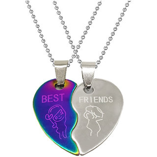                       Sullery Friendship Day Gift Best Friend Broken Heart Multicolor 02 Necklace Chain                                              
