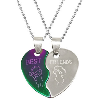                       Sullery Friendship Day Gift Best Friend Broken Heart Multicolor 02 Necklace Chain                                              