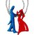Sullery Romantic Couple Dancing Boy and Girl Lover Creative Jewelry Red And Blue 02 Necklace Chain
