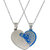 Sullery Valentine Day Gift I Love You Broken Heart Couple Locket Blue And Silver 02 Necklace Chain