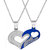 Sullery Valentine Day Gift I Love You Broken Heart Couple Locket Blue And Silver 02 Necklace Chain