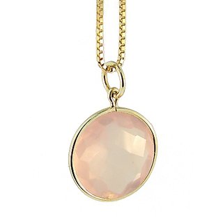 Natural 8.25 Ratti rose quartz Without chain gold plated Pendant by Ceylonmine
