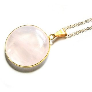                       8.25 ratti stone pure  rose quartz Gold Plated Pendant Without chain by  Ceylonmine                                              