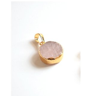                       Natural & Unheated Stone 8.5 Ratti rose quartz Gold Plated Pendant Without chain by Ceylonmine                                              