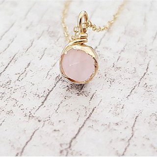 rose quartz Pendant with 100% Original Without chain 9 Ratti gold plated Pendant by Ceylonmine