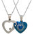 Sullery Valentine Day Gift I Love You Dual Heart Couple Locket Blue And Silver 02 Necklace Chain