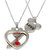 Sullery Valentine Day Gift Love Heart Lock And Key Couple Locket Silver And Red 02 Necklace Chain