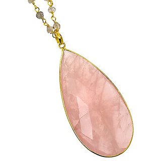 rose quartz  Pendant 9.25 carat Gold Plated Pendant Without chain  by  Ceylonmine