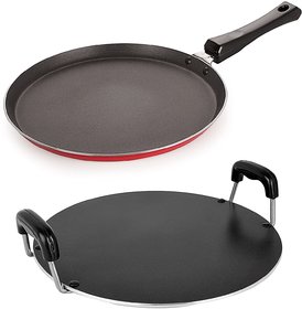 Nirlon Non-Stick Aluminium Cookware Set, 2-Pieces, Black (2.6mmFT13RT)