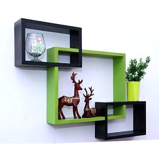                       onlinecraft wooden wall shelf 3 attach (ch2758) green black                                              