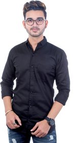 ALMORA Black Regular Fit Solid Casual Shirt for Men