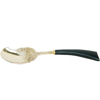 Ruhi Collections Decorative Brass Spoon with Horn Handle 11.5 inches