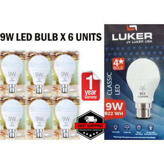 Buy Luker 9W Led Bulb 1year warranty set of 6 990lumins Led Bulb 9W x 6 ...