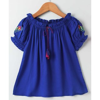 Soul Fairy Tie Knot Front Floral Embroidered Top