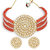 Sukkhi Modern Gold Plated Light Red & White Pearl Choker Necklace Set for Women