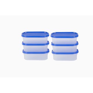 Buy Cutting Edge Modular Containers Oval Set With Plain Lidsfor Rice Dal Atta Flour 6 X 535 Ml Set Of 6 Blue Lids Online 599 From Shopclues