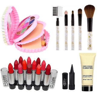                       SWIPA Kajal,Makeup Kit,12Pcs Balm Matte Lipstick,Foundation(60ml),5Pcs Makeup Brush,(Pack Of-16)                                              