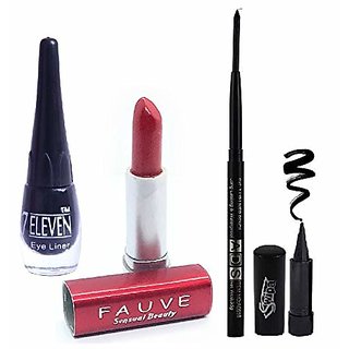                       SWIPA Eye/Lip Makeup Combo(Liquid Eyeliner,1Pcs Kajal,1Pcs Lipstick,Pcs Eye/Lipliner Pencil)                                              