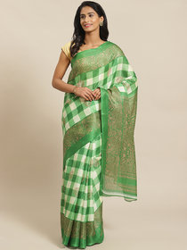 Sharda Creation Green Block Printed Saree