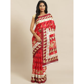                       Sharda Creation Maroon Printed Saree                                              