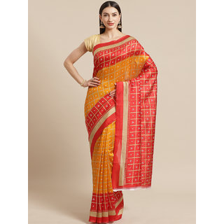                       Sharda Creation Yellow And Red Mysore silk saree                                              