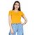 Alposh Slim Fit, Round Neck Stretchable Lycra Short Sleeves Top For Women's(Yellow)