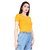 Alposh Slim Fit, Round Neck Stretchable Lycra Short Sleeves Top For Women's(Yellow)