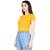 Alposh Slim Fit, Round Neck Stretchable Lycra Short Sleeves Top For Women's(Yellow)
